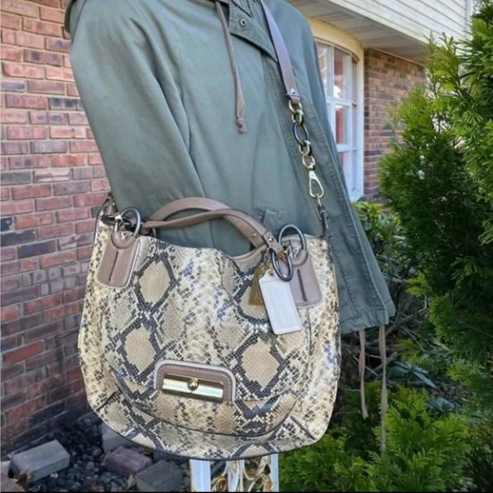 00s Coach Kristen Elevated Python Leather Satchel… - image 3